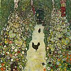 Famous Chickens Paintings - Garden Path with Chickens